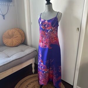 Banana Republic Purple and Red Floral Midi Dress